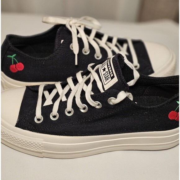 Converse Chuck Taylor AS Cherries Platform Shoe, A08862F Multi Sizes Black/E/Red - Picture 4 of 8